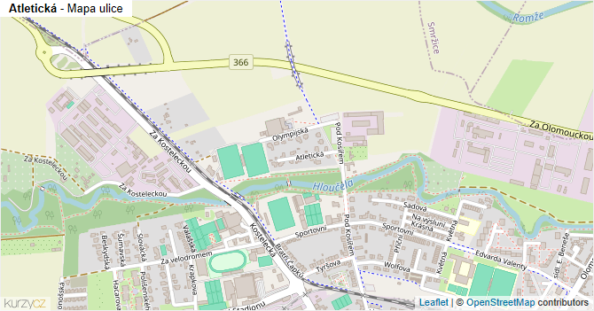 Atletická - mapa ulice