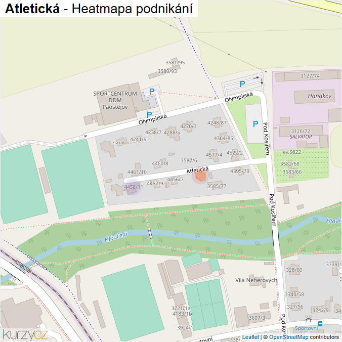 Mapa Atletická - Firmy v ulici.