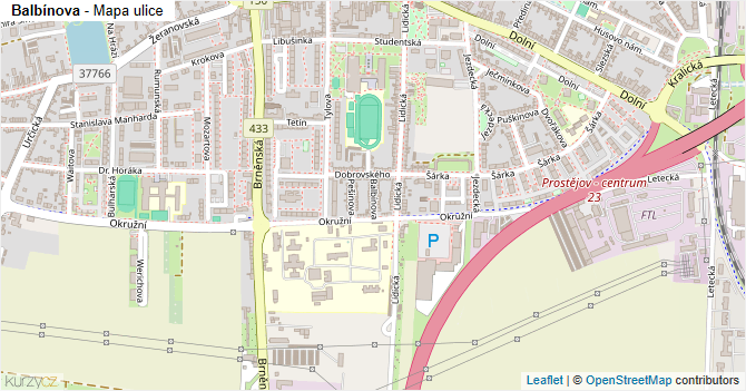 Balbínova - mapa ulice