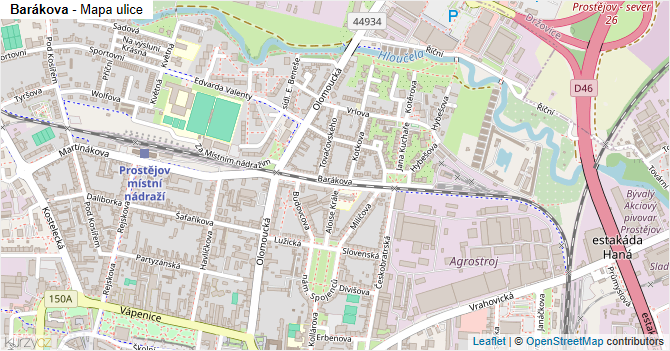 Barákova - mapa ulice