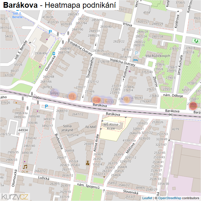 Mapa Barákova - Firmy v ulici.
