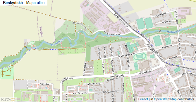 Beskydská - mapa ulice