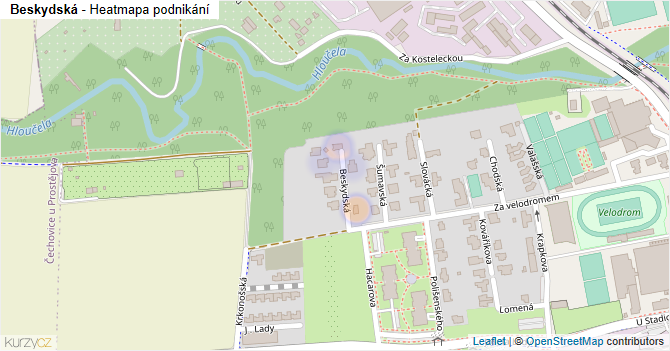 Beskydská - mapa podnikání