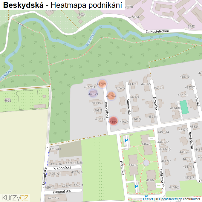 Mapa Beskydská - Firmy v ulici.