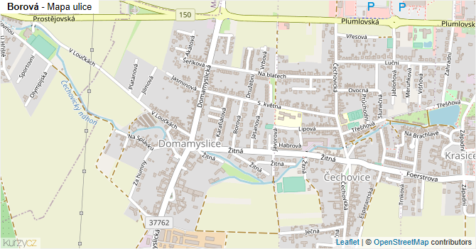 Borová - mapa ulice