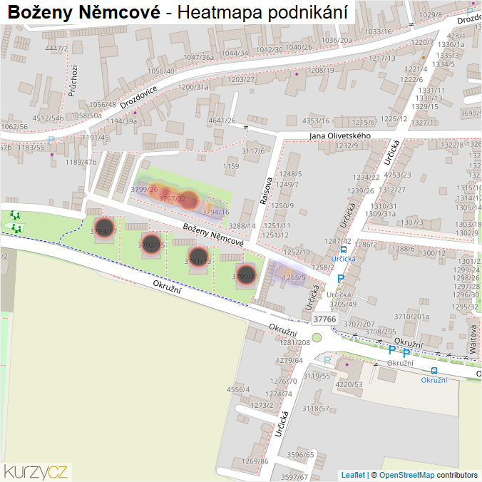 Mapa Boženy Němcové - Firmy v ulici.
