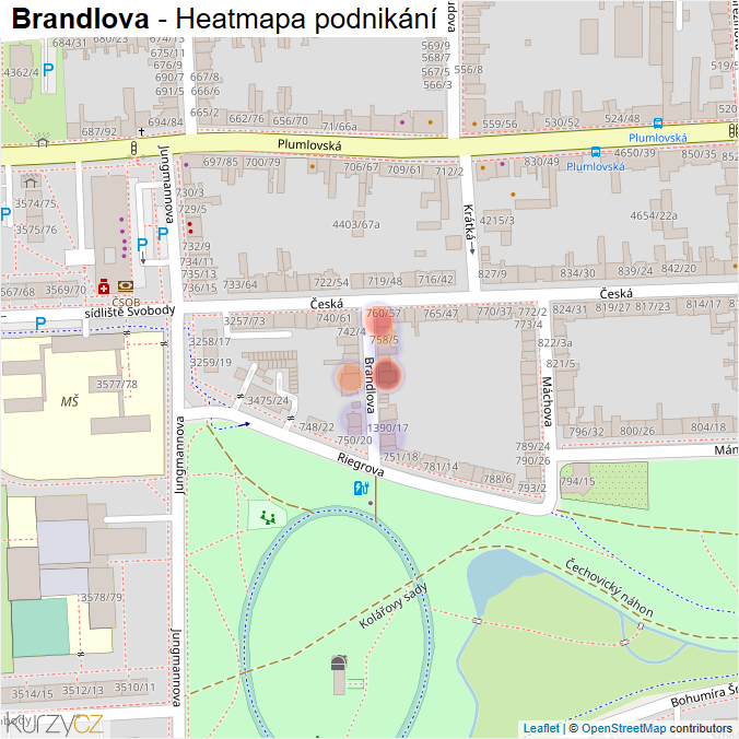 Mapa Brandlova - Firmy v ulici.