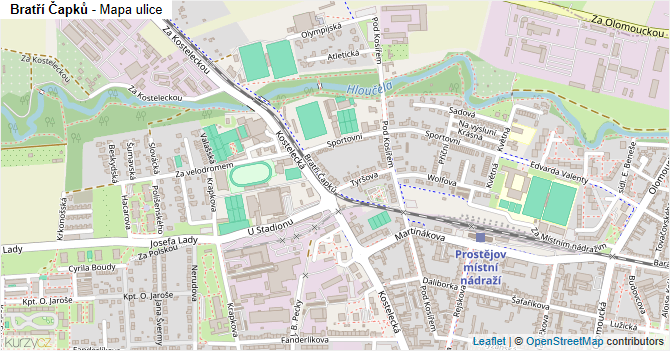 Bratří Čapků - mapa ulice