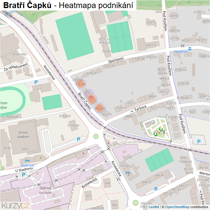 Mapa Bratří Čapků - Firmy v ulici.