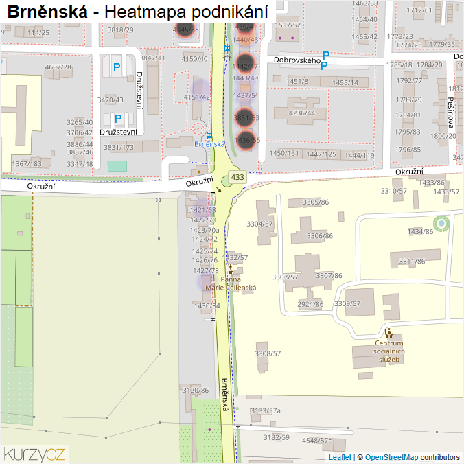 Mapa Brněnská - Firmy v ulici.