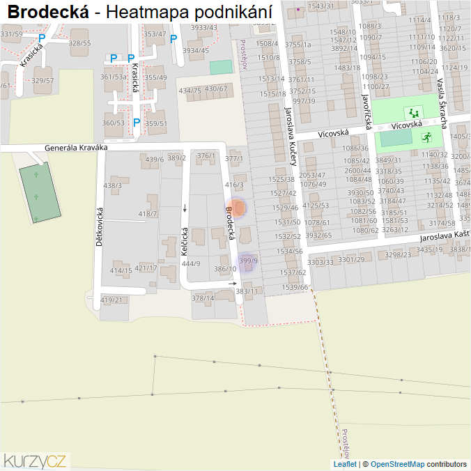 Mapa Brodecká - Firmy v ulici.