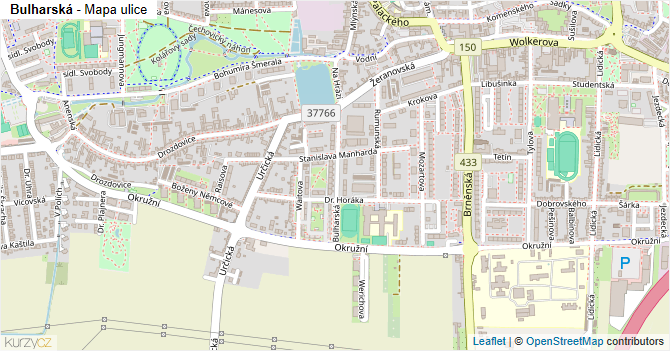 Bulharská - mapa ulice