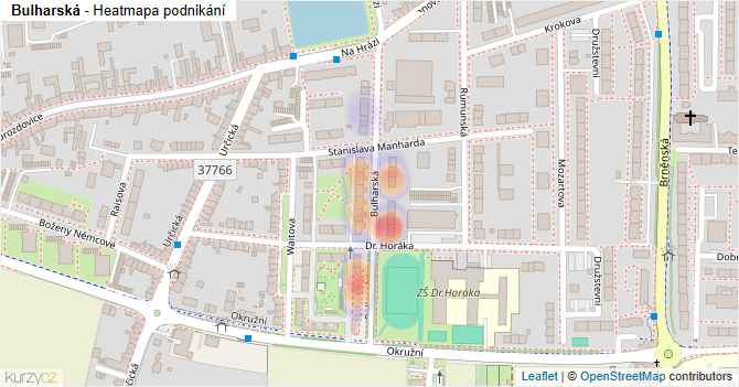 Bulharská - mapa podnikání