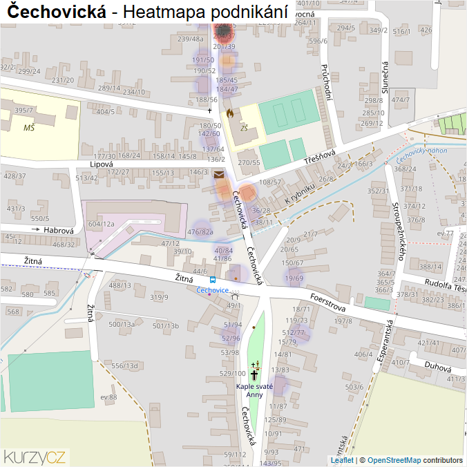 Mapa Čechovická - Firmy v ulici.