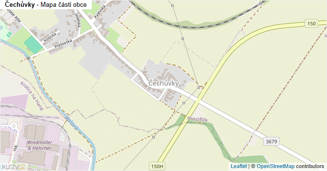 Čechůvky - mapa části obce