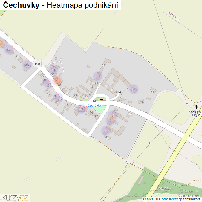 Mapa Čechůvky - Firmy v části obce.