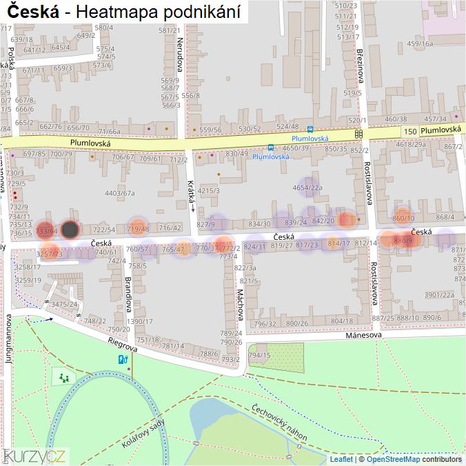 Mapa Česká - Firmy v ulici.