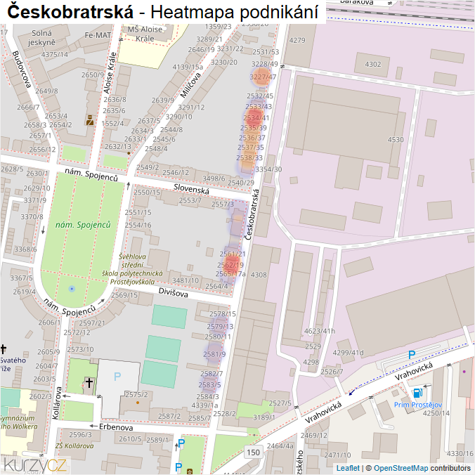 Mapa Českobratrská - Firmy v ulici.