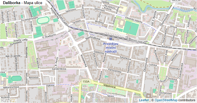 Daliborka - mapa ulice