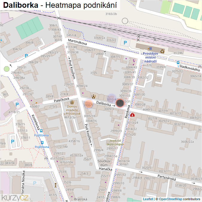 Mapa Daliborka - Firmy v ulici.