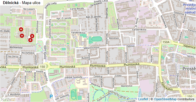 Dělnická - mapa ulice