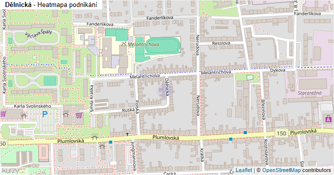Dělnická - mapa podnikání