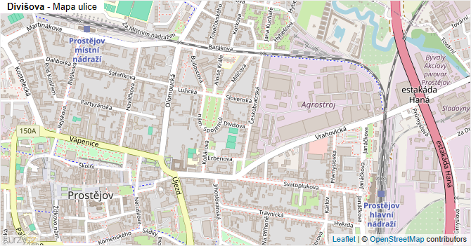 Divišova - mapa ulice