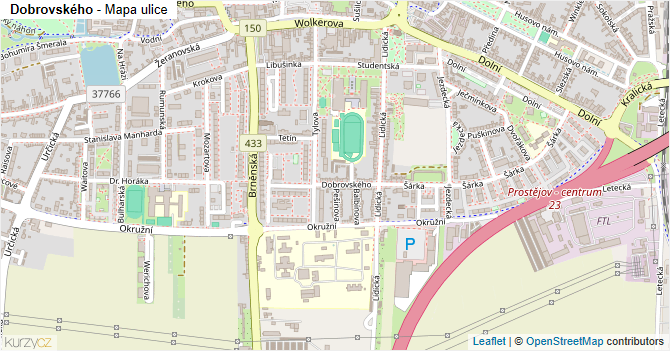 Dobrovského - mapa ulice