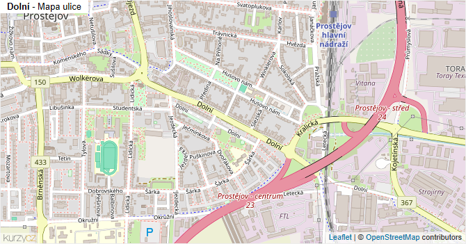 Dolní - mapa ulice