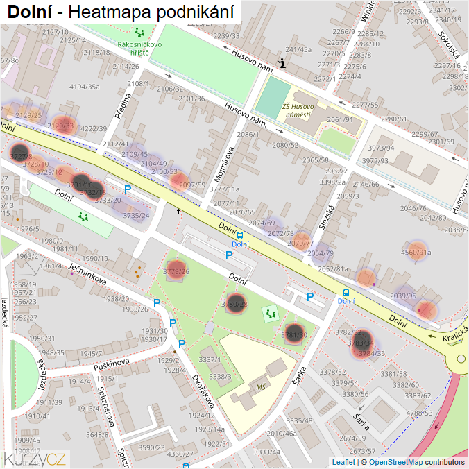 Mapa Dolní - Firmy v ulici.