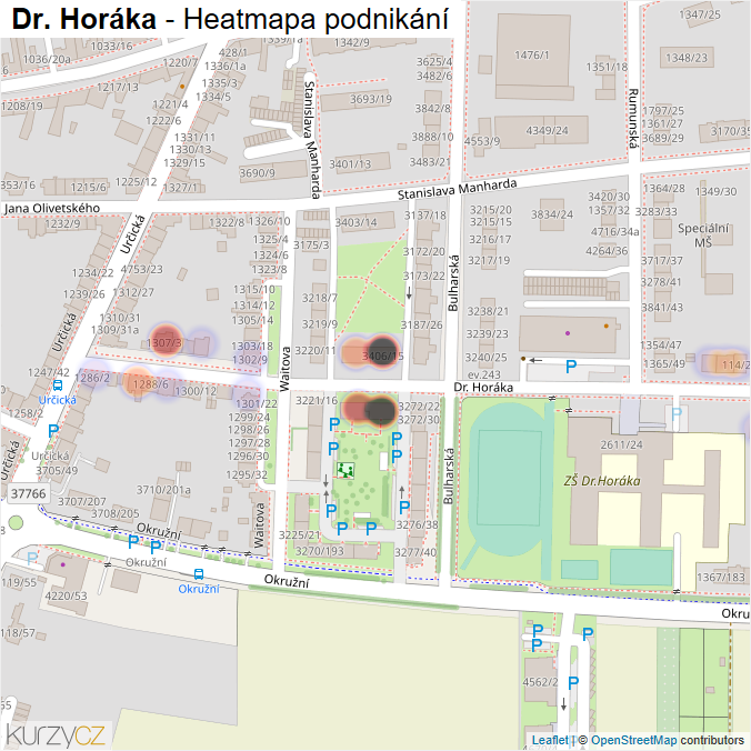 Mapa Dr. Horáka - Firmy v ulici.