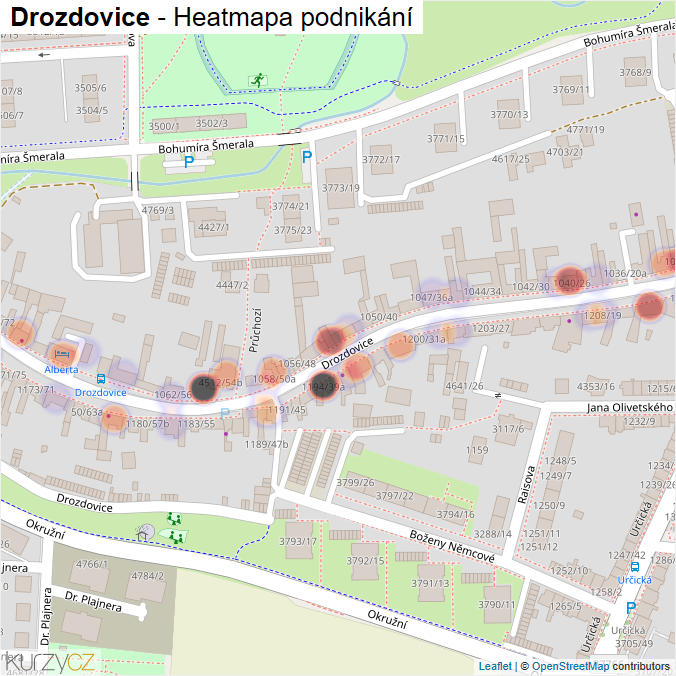 Mapa Drozdovice - Firmy v ulici.