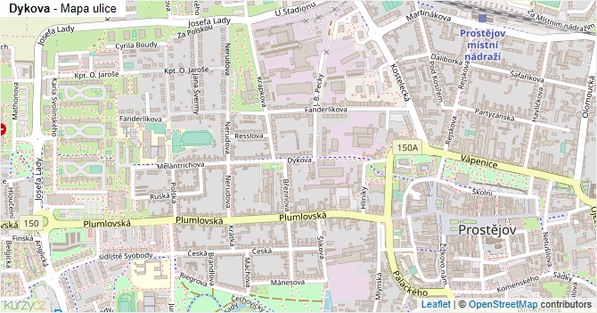 Dykova - mapa ulice
