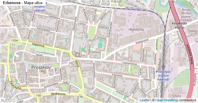 Erbenova - mapa ulice