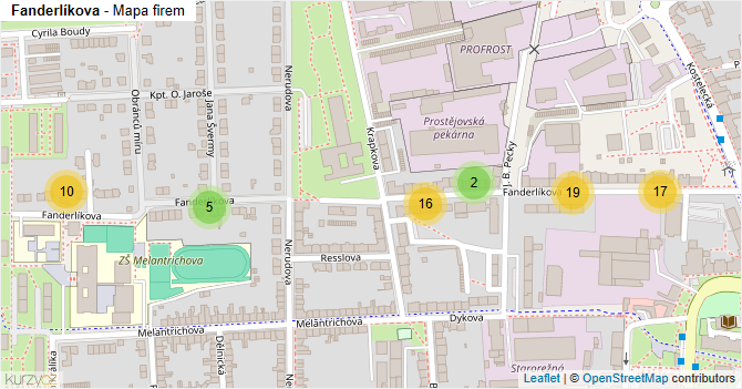 Fanderlíkova - mapa firem