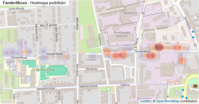 Fanderlíkova - mapa podnikání