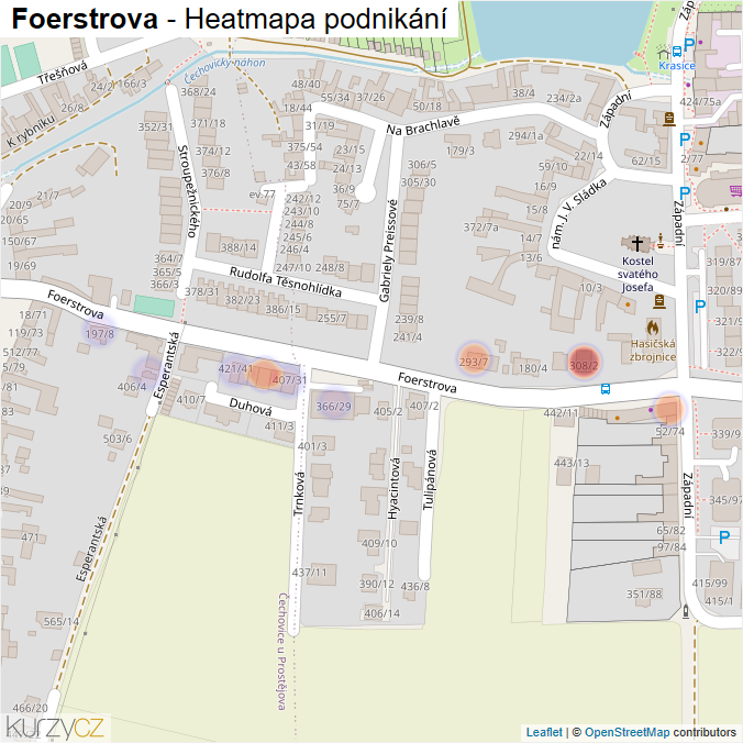 Mapa Foerstrova - Firmy v ulici.