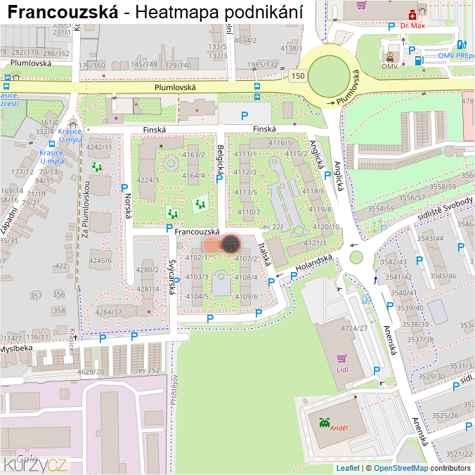 Mapa Francouzská - Firmy v ulici.