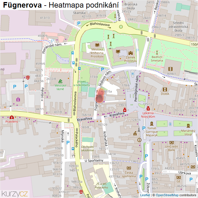Mapa Fügnerova - Firmy v ulici.
