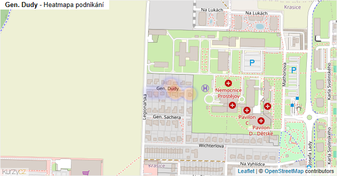 Gen. Dudy - mapa podnikání