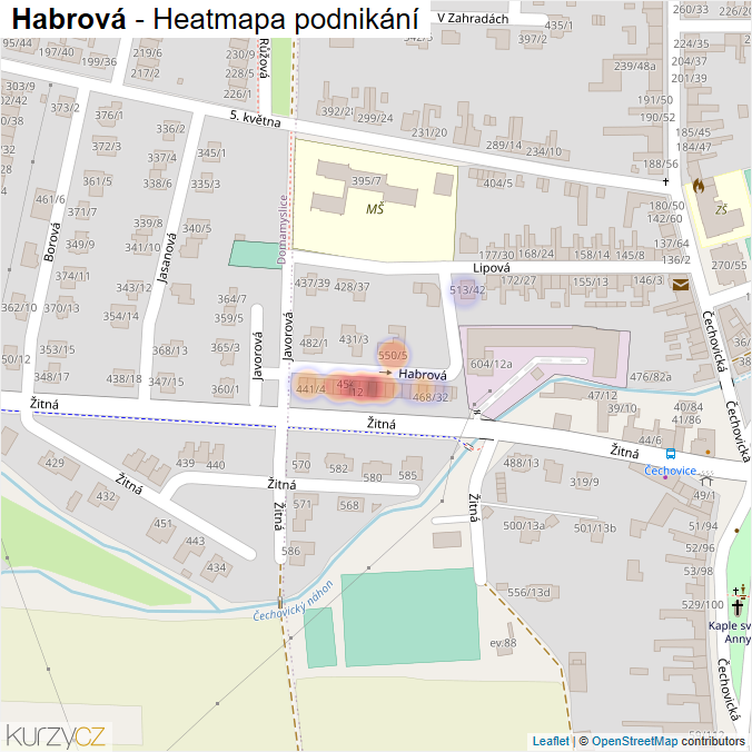 Mapa Habrová - Firmy v ulici.