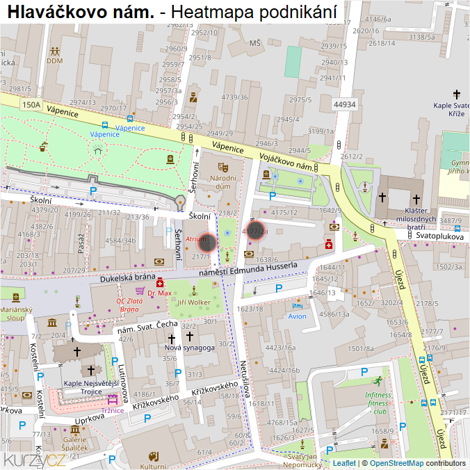 Mapa Hlaváčkovo nám. - Firmy v ulici.