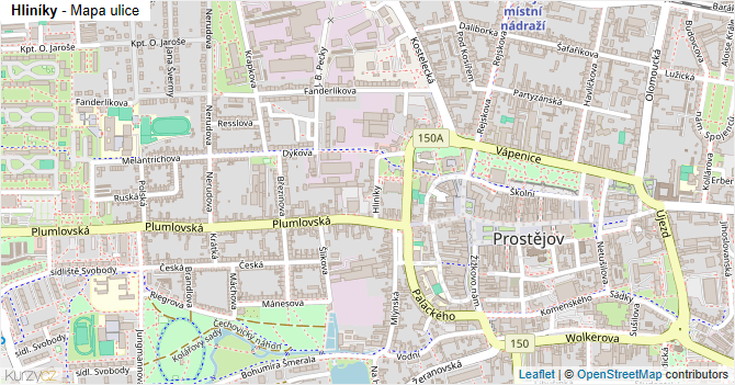 Hliníky - mapa ulice