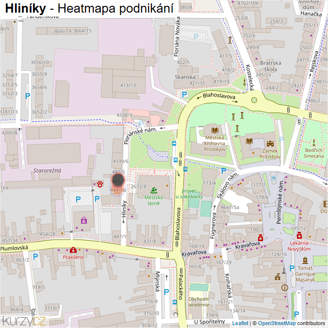 Mapa Hliníky - Firmy v ulici.