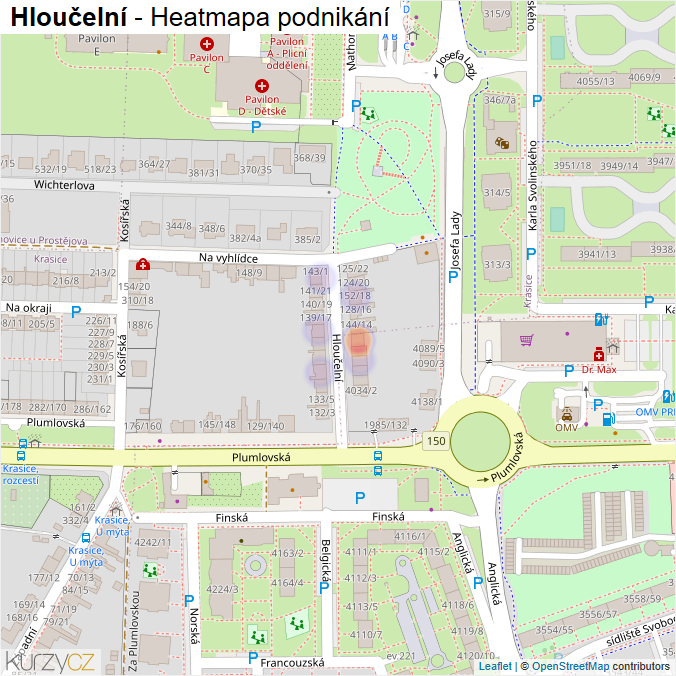 Mapa Hloučelní - Firmy v ulici.