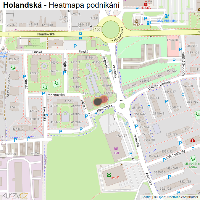 Mapa Holandská - Firmy v ulici.