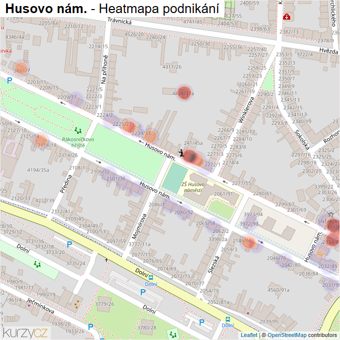 Mapa Husovo nám. - Firmy v ulici.