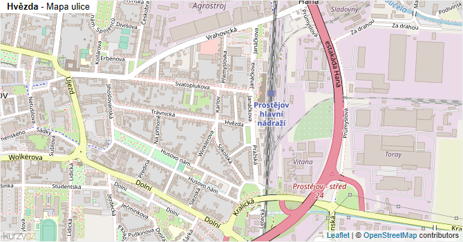 Hvězda - mapa ulice