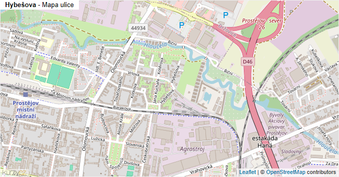 Hybešova - mapa ulice