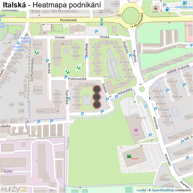 Mapa Italská - Firmy v ulici.